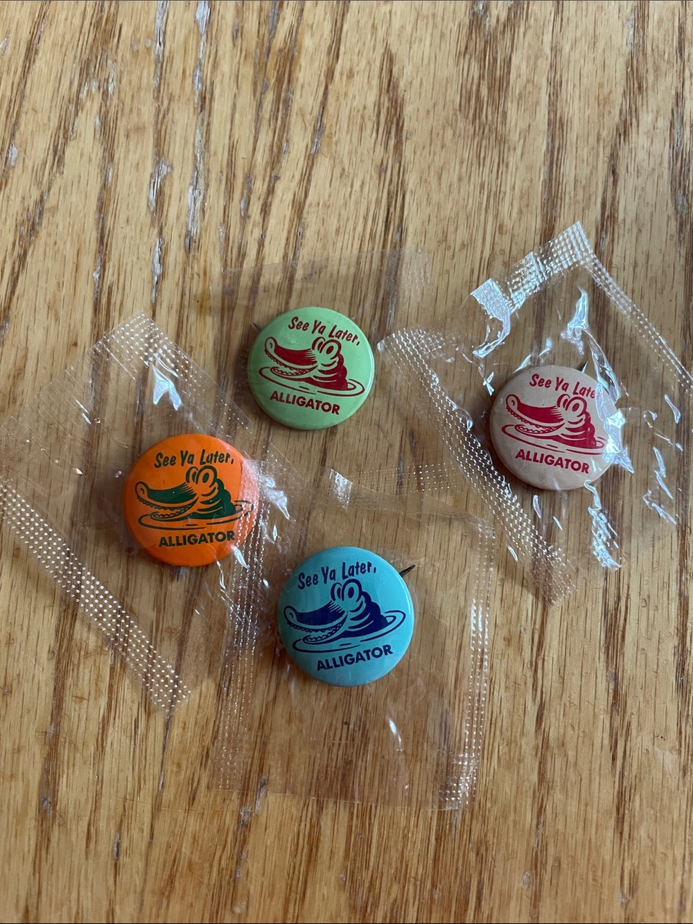 4 See Ya Later Alligator Pin Buttons Vintage 50’s